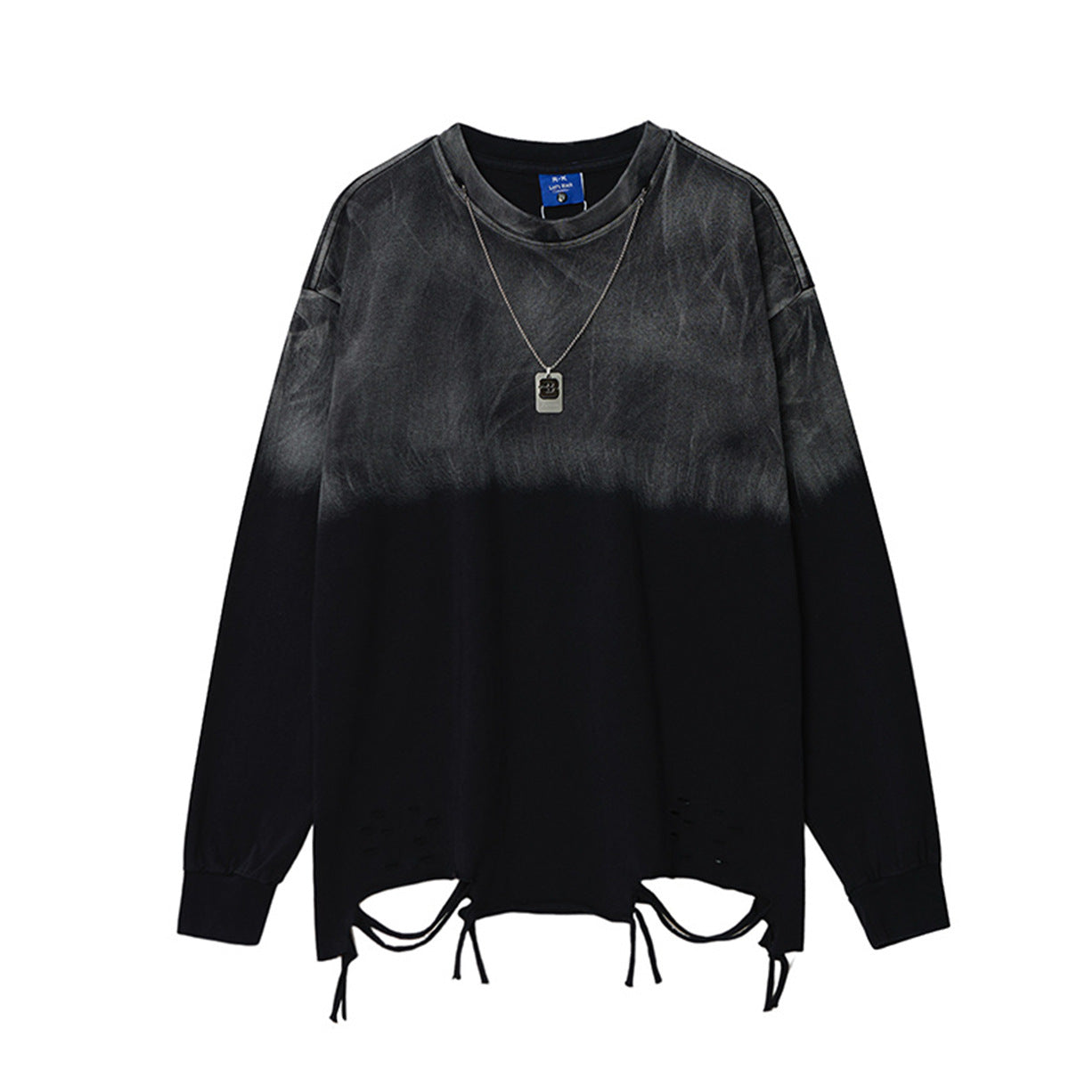Unisex long-sleeved shirt washed and dyed