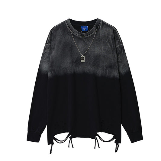 Unisex long-sleeved shirt washed and dyed