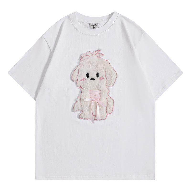Camisetas streetwear Summer Vintage Puppy Casual Loose Short Sleeve T-Shirt