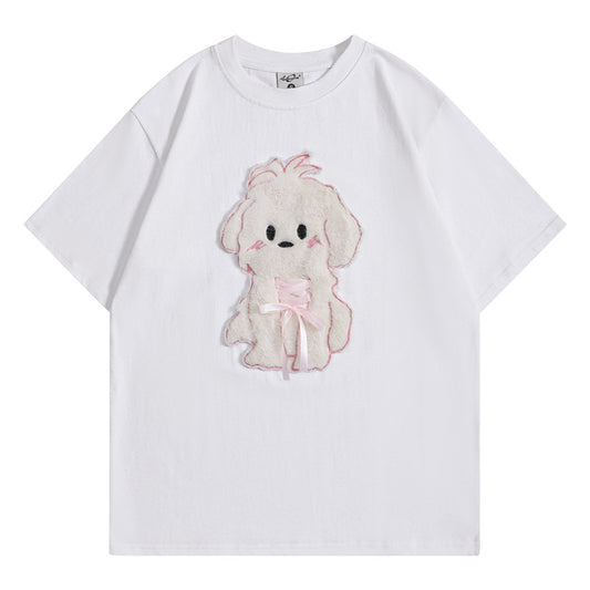 Camisetas streetwear Summer Vintage Puppy Casual Loose Short Sleeve T-Shirt