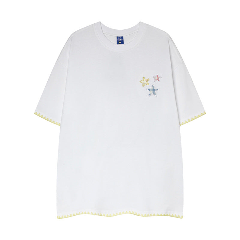 Nyc 1990 Shirt Vintage Star Embroidered Short Sleeve T-Shirt