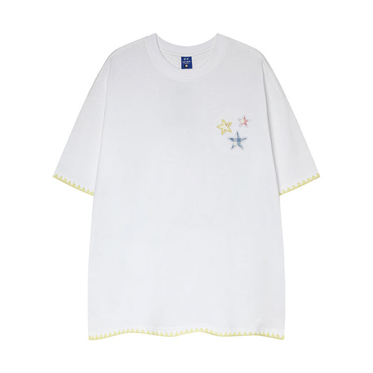 Nyc 1990 Shirt Vintage Star Embroidered Short Sleeve T-Shirt