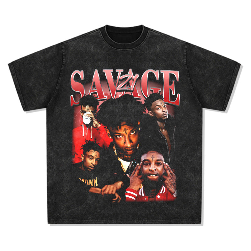 Cool t rapper VINTAGE hip hop rap 21 Savage print long sleeve short sleeve t-shirt