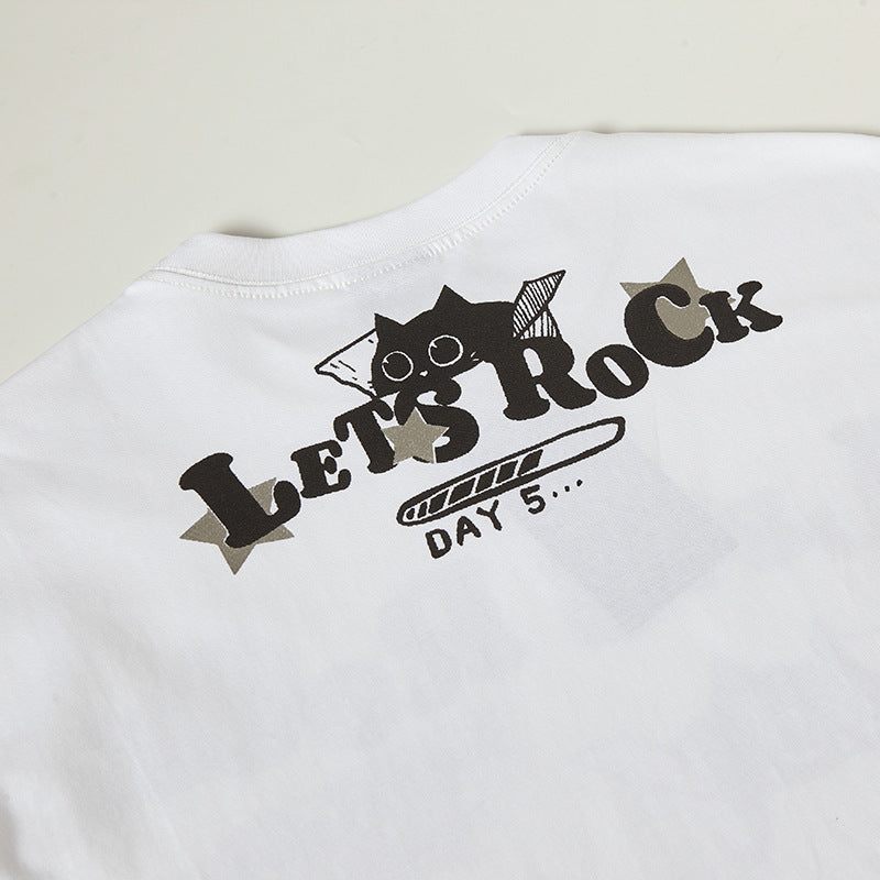 Nyc 1990 Shirt Retro Cat Print Summer Short Sleeve T-Shirt