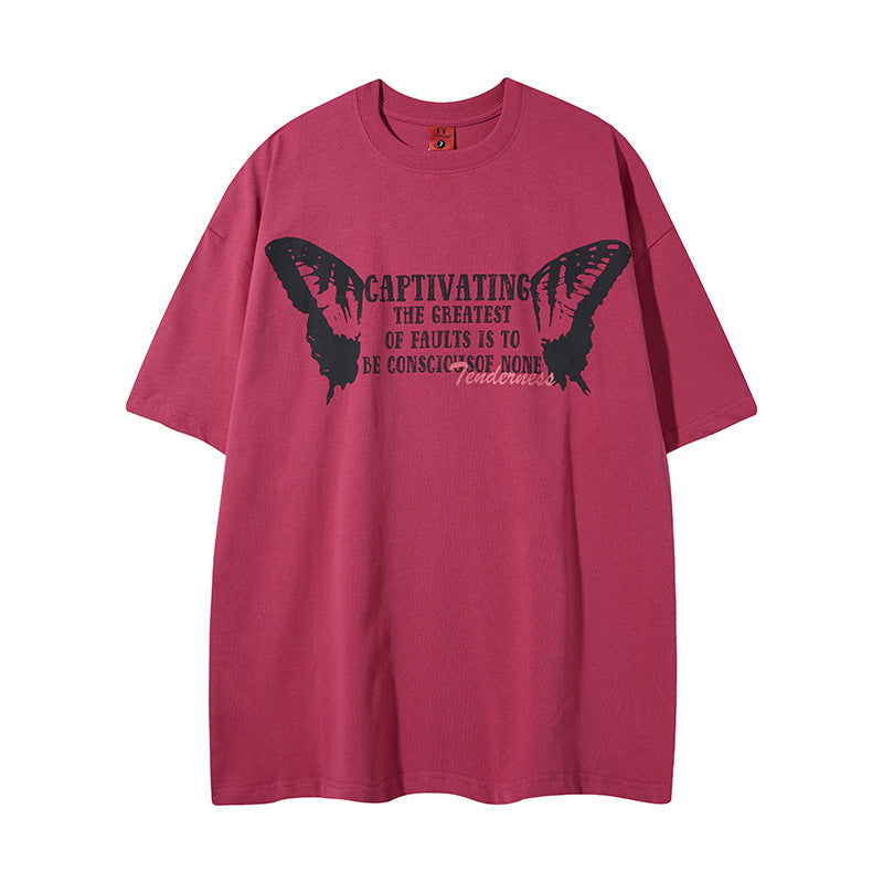 New York Hip Hop Style Alphabet Print Short Sleeve T-Shirt Loose