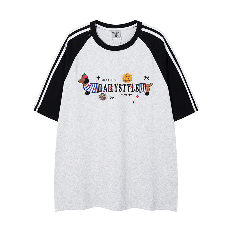 Nyc T Shirt Vintage Alphabet Embroidered Short Sleeve T-Shirt Summer Loose Casual Top