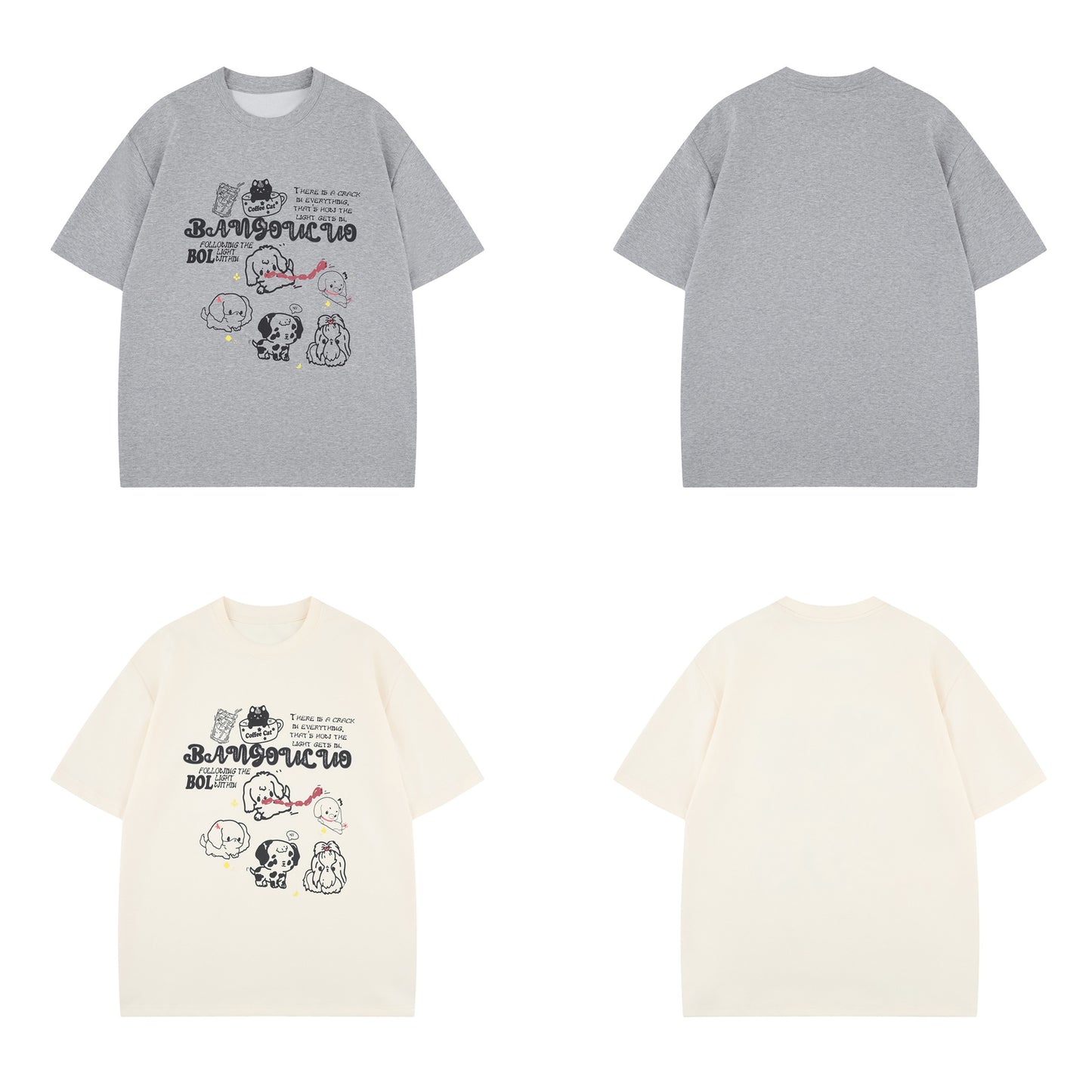 Unisex T-shirts Summer Vintage Cartoon Men's Loose Short Sleeve T-Shirt