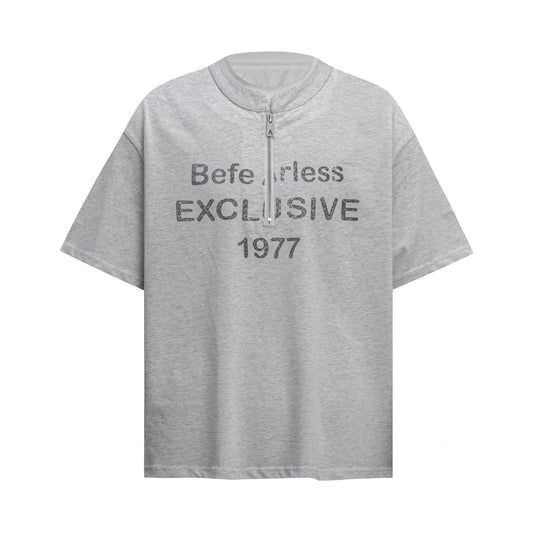 Unisex T-shirts Summer Fake Two-Letter Men's Loose Short Sleeve T-Shirt