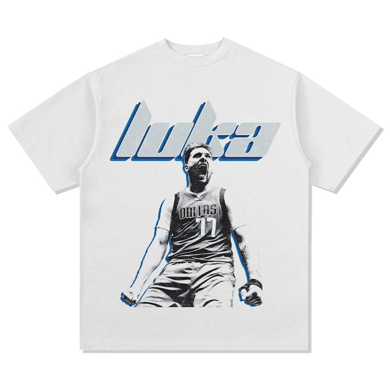 Outfit streetwear vintage LukaDoncic print short sleeve t-shirt