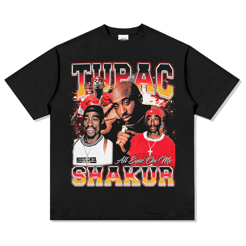 New york hip hop shop vintage hip hop tupac print short sleeve t-shirt
