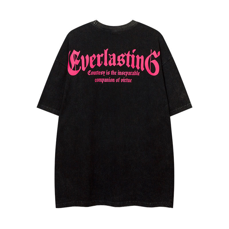 Vintage Tišö Rt Vintage Cat Wash Old Short Sleeve Hip Hop T-Shirt