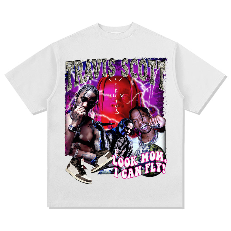 Cool t rapper vintage TS hip hop Travis Scott print short sleeve t-shirt Vintage
