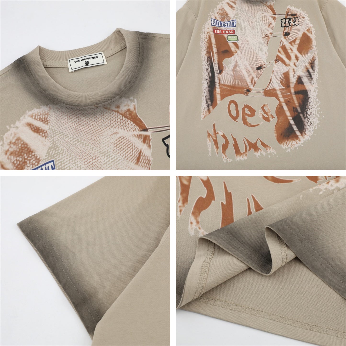 USA Vintage T-Shirt Street Abstract Pattern Printing Men's and Women's Summer Loose