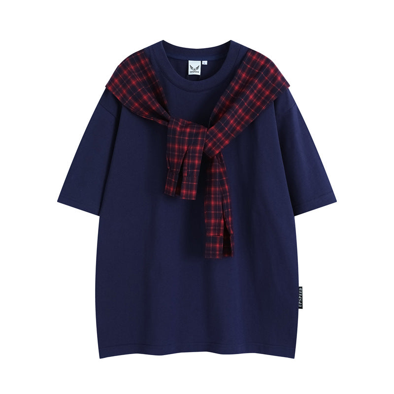 Stone Wash T shirt Retro Short Sleeve Casual Loose Top