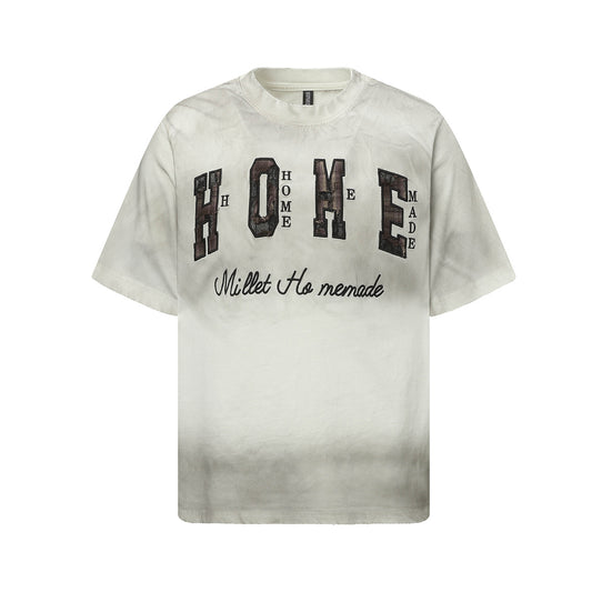 Hip Hop Clothing Summer Embroidery Wash T-Shirt Short Sleeve