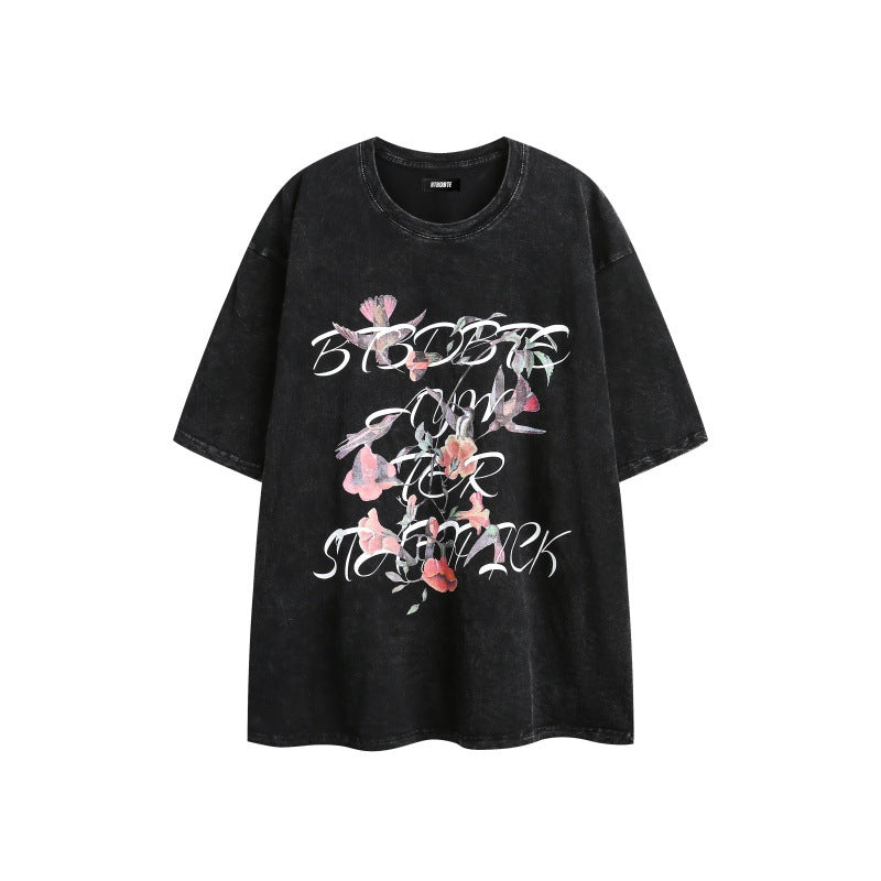 US drip outfits Summer Vintage Casual Loose Short Sleeve T-Shirts