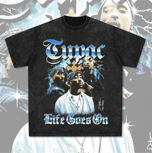 Streetwear Masculino Vintage Hip Hop Tupac Print Long Sleeve Short Sleeve T-Shirt
