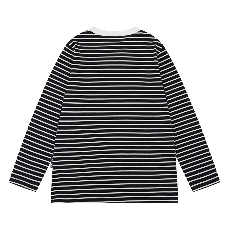 Camisas Retros Spring Long Sleeve T-Shirt Casual Loose Striped Top