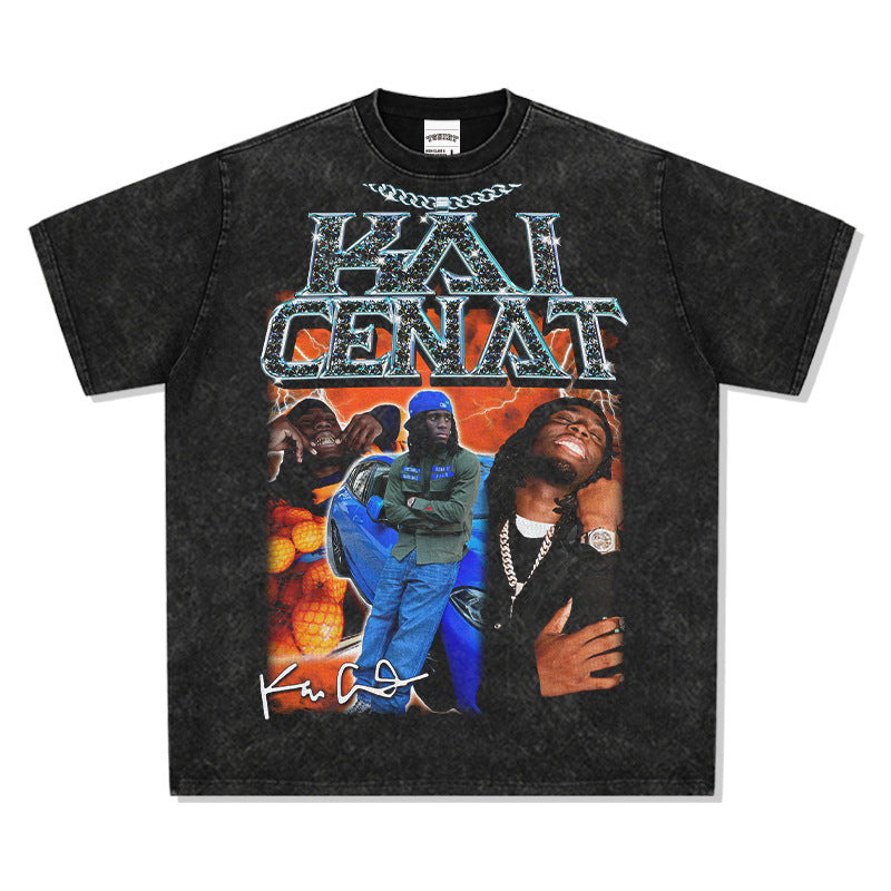 Marcas streetwear usa vintage hip hop KaiCenat print short-sleeved t-shirt
