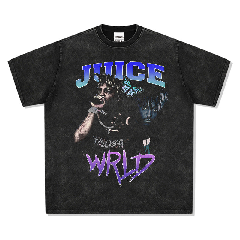 Cool t rapper hip hop rapper JUICE WRLD print short sleeve t-shirt VINTAGE
