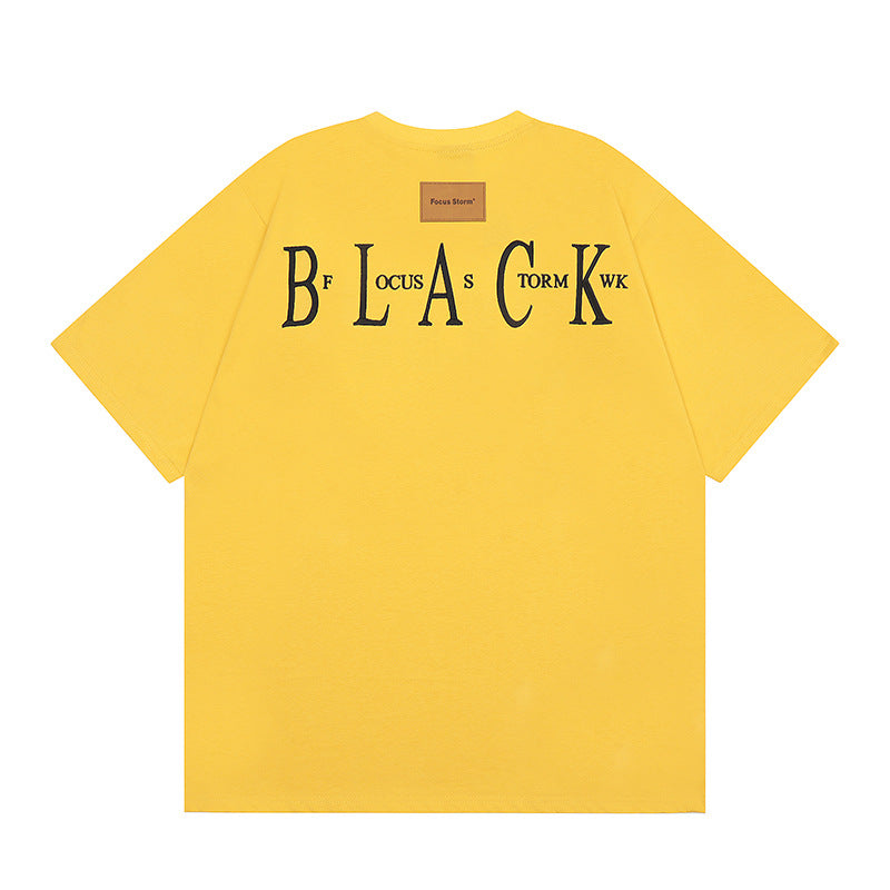 Vintage T Shirts Hip Hop Letter Embroidered Short Sleeve T-Shirts