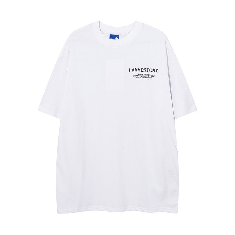 Vintage Tišö Rt Letter Print Short Sleeve T-Shirt Loose Casual Top