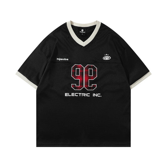 Y2K mens shirt v-neck short-sleeved T-shirt