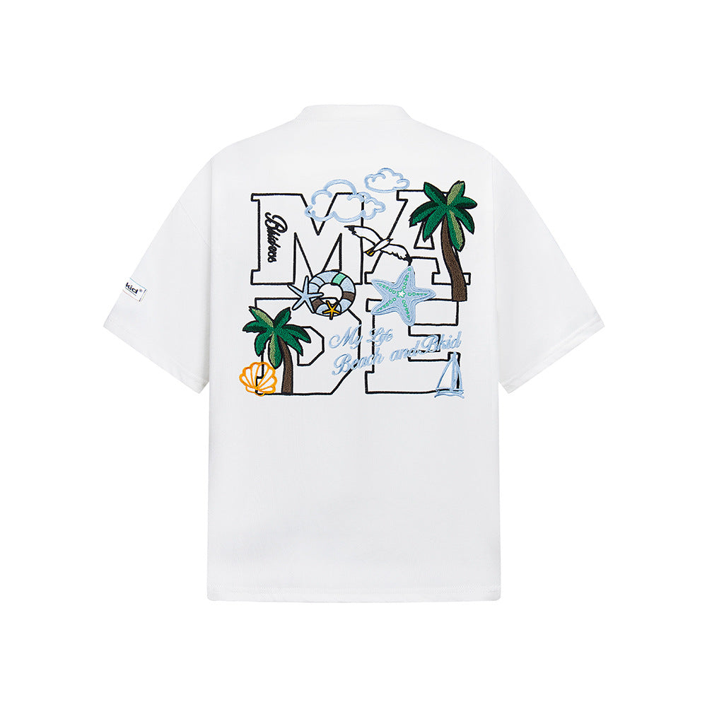 Hip Hop Clothes New York Vintage Floral Palm Short Sleeve T-Shirt