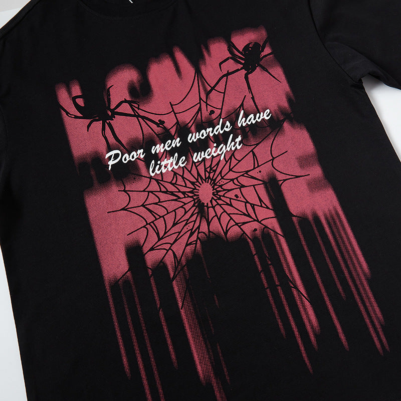 Nyc T Shirt Graffiti Print Necklace Short Sleeve T-Shirt Hip Hop Loose Top