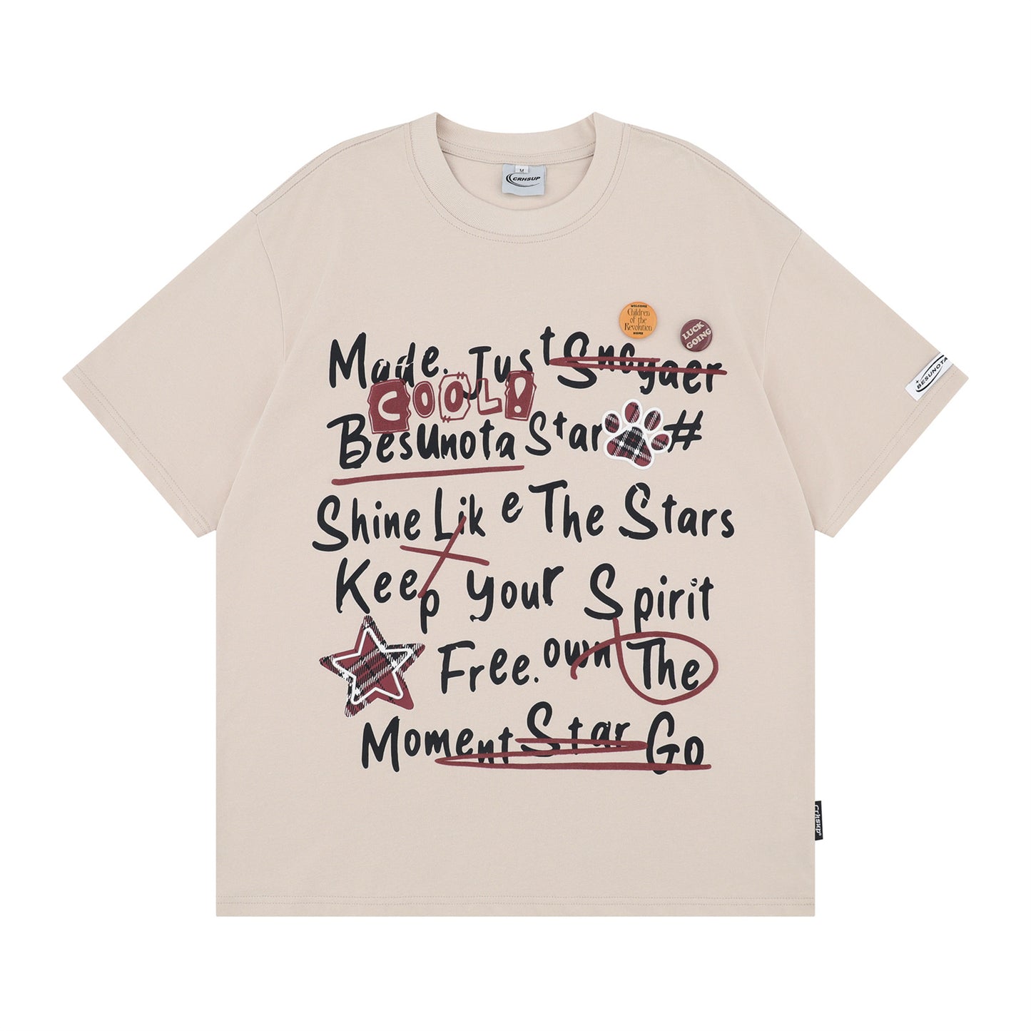 Distorted vintage alphabet print short-sleeved t-shirt summer loose casual top