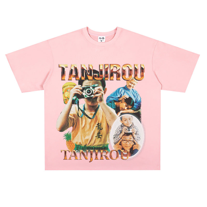 Film Star T Shirt American Retro Street Cotton T-shirt Men and Women