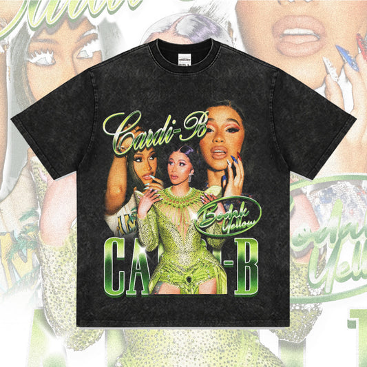Streetwear Masculino Vintage Long Sleeve Short Sleeve T-Shirt Rap Cardi B Print Top