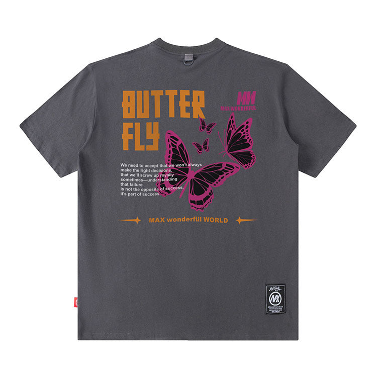 Black culture t shirt vintage butterfly OLDSCHOOL loose short sleeve t