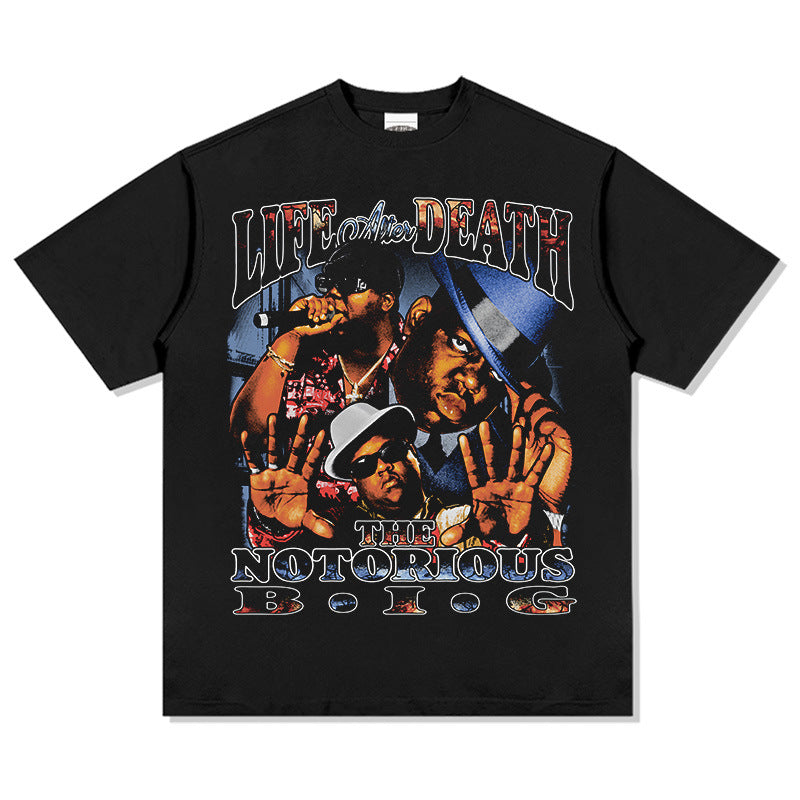 Marcas streetwear usa vintage hip hop biggie print short sleeve t-shirt