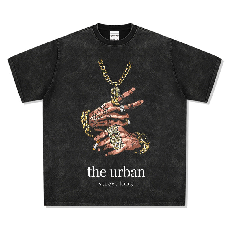 Streetwear masculino summer vintage short sleeve hip hop print t-shirt