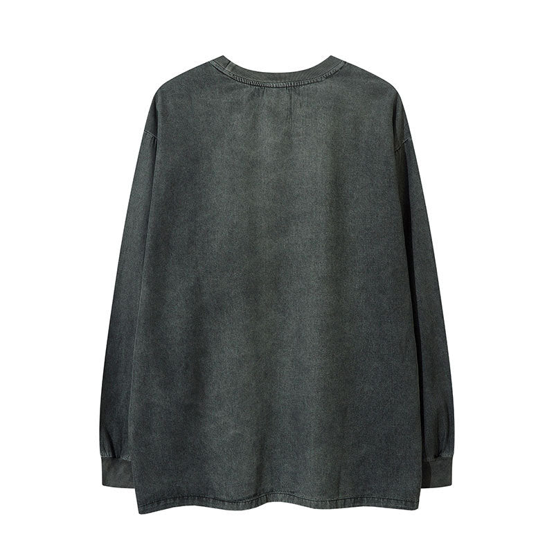 Marcas De Streetwear Crew Neck Denim Pullover Long Sleeve T-Shirt