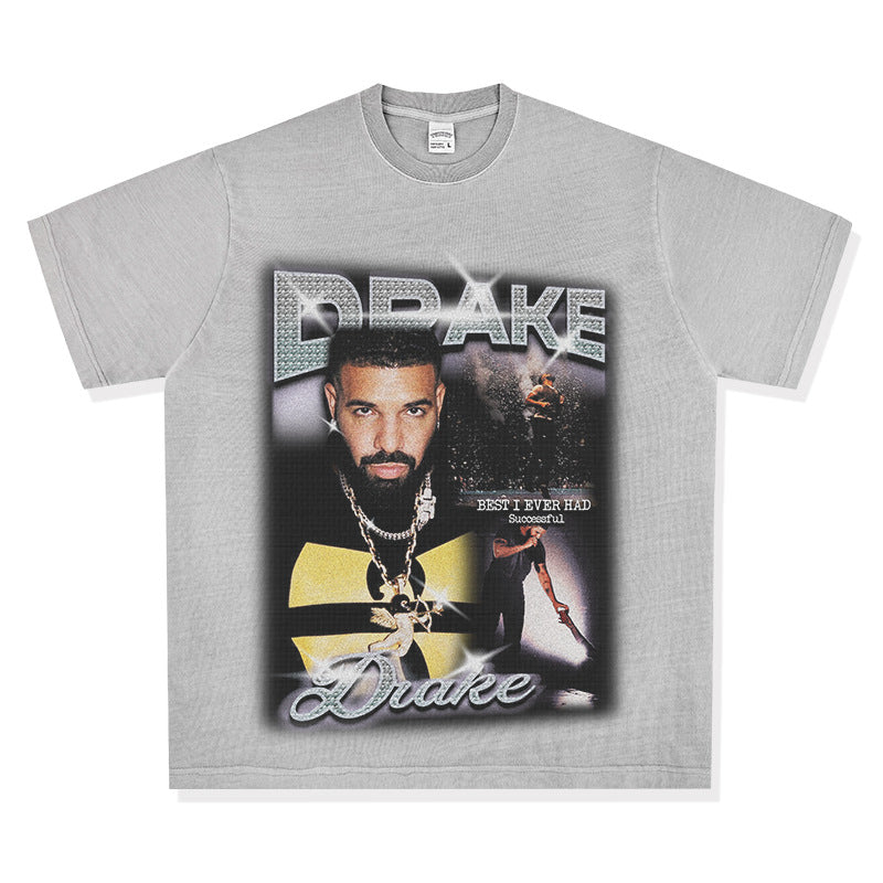 Streetwear masculino Drake print hip hop short sleeve T shirt