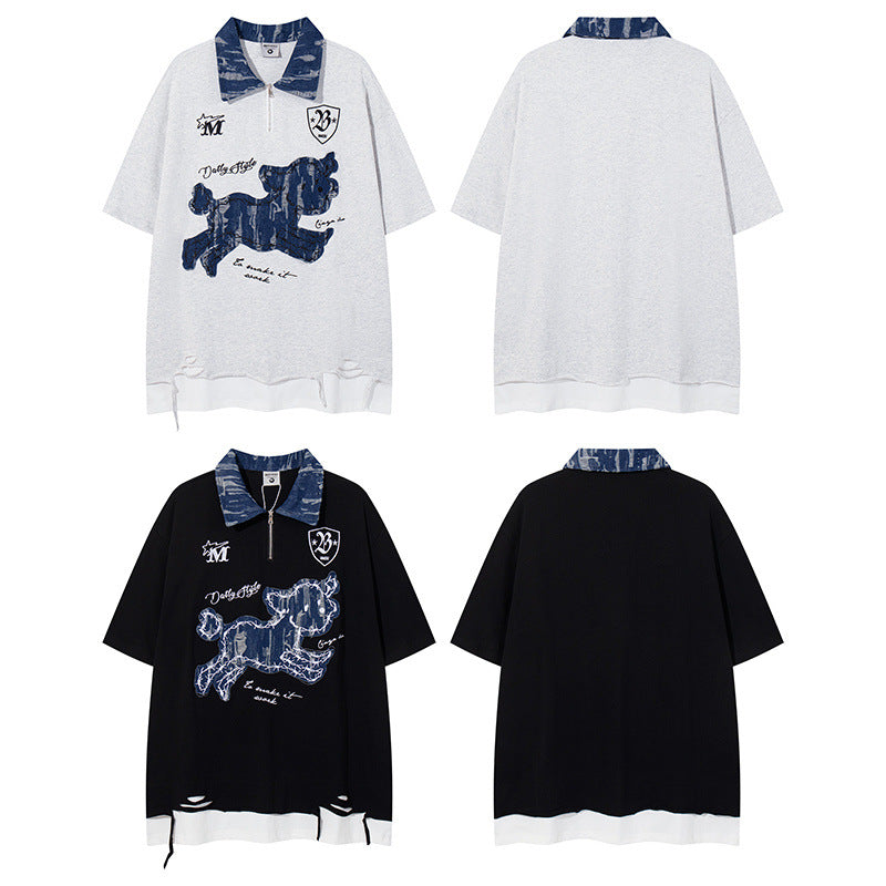 US drip outfits Summer Vintage Dog Casual Loose Short Sleeve T-Shirts