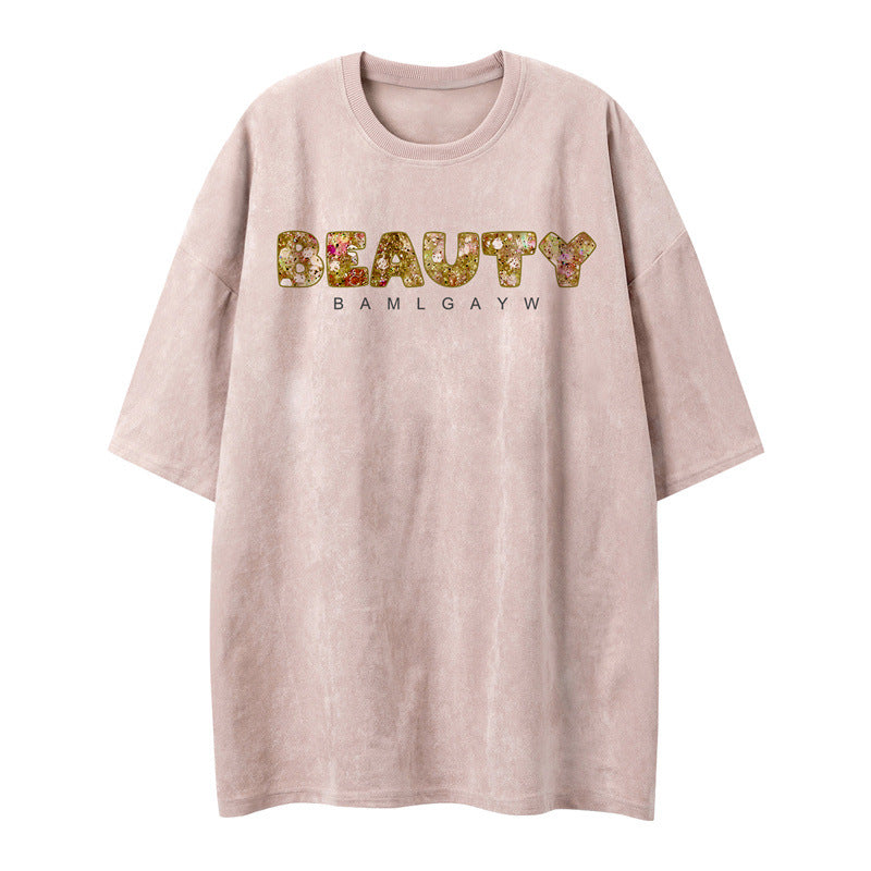 US drip outfits Summer Vintage Simple Casual Loose Short Sleeve T-Shirts