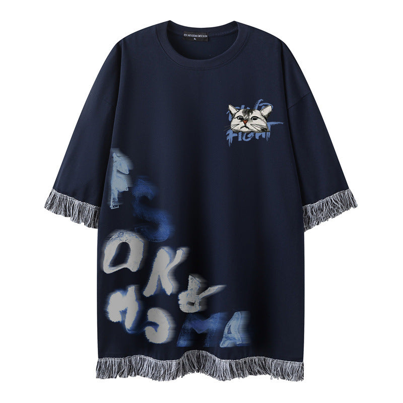 Camisetas streetwear Summer Vintage Pussy Letter Print Casual Loose Short Sleeve T-Shirt