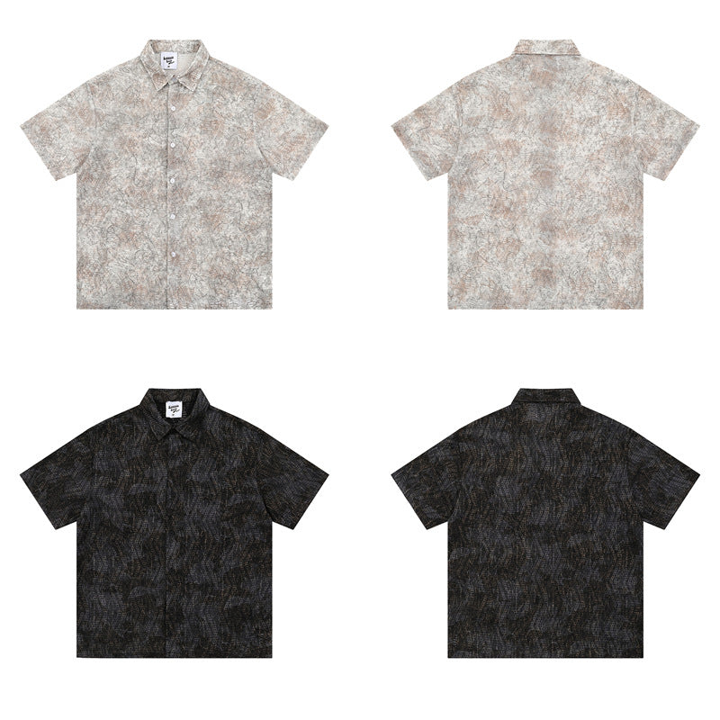 Hip Hop Shirts For Boys Short Sleeve Shirt Summer Lapel Button Up Shirt