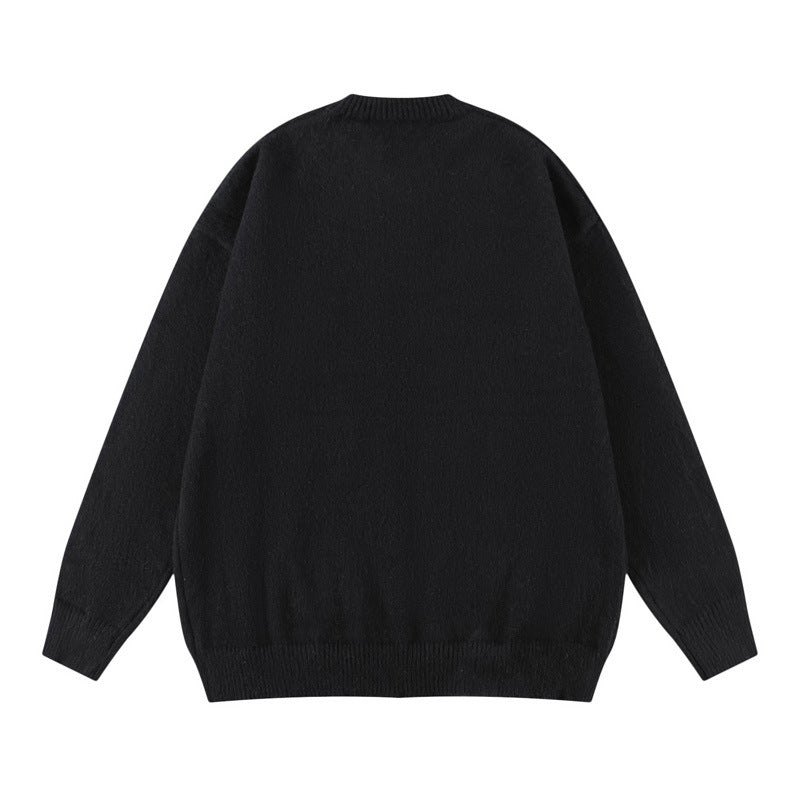 Vice streetwear alphabet print fleece sweater vintage alphabet sweater