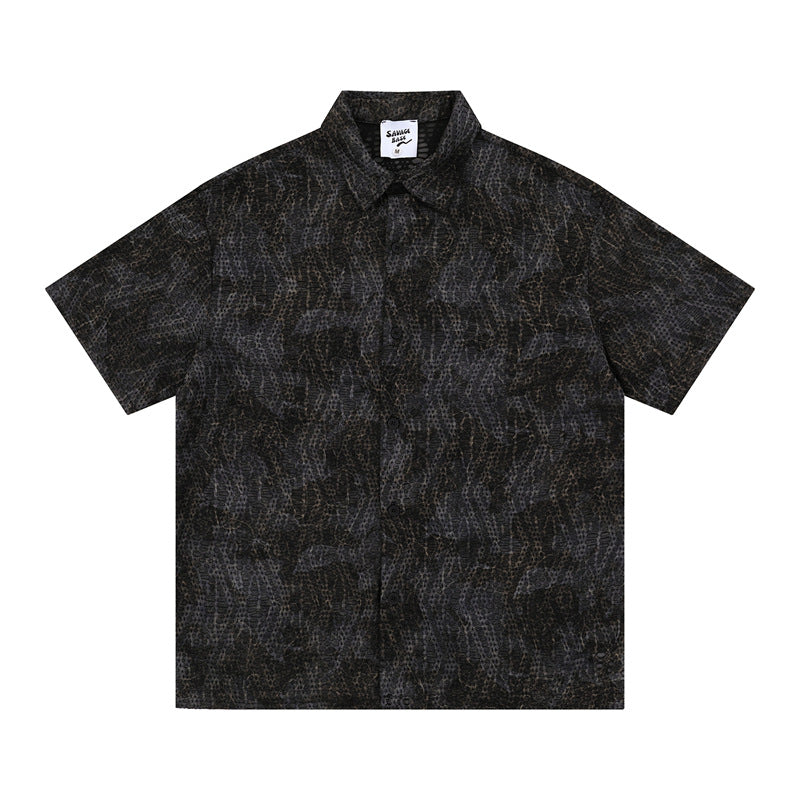 Hip Hop Shirts For Boys Short Sleeve Shirt Summer Lapel Button Up Shirt