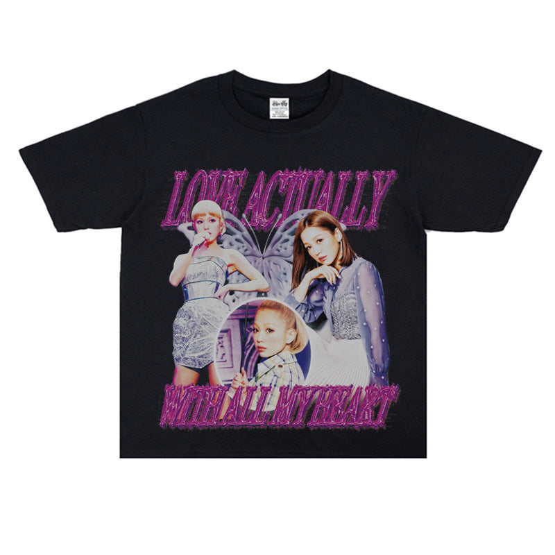 Film Star T Shirt Loose Retro Street T-shirt Men and Women Same Style