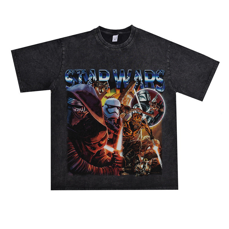 Film Star T Shirt European and American Classic Star Wars Movie Short Sleeve Loose Retro T-shirt