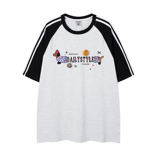 Nyc T Shirt Vintage Alphabet Embroidered Short Sleeve T-Shirt Summer Loose Casual Top