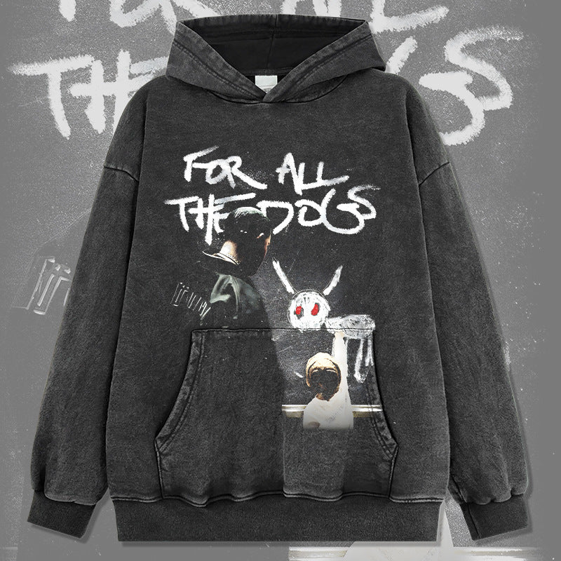 Marcas streetwear usa vintage drake print hooded sweater