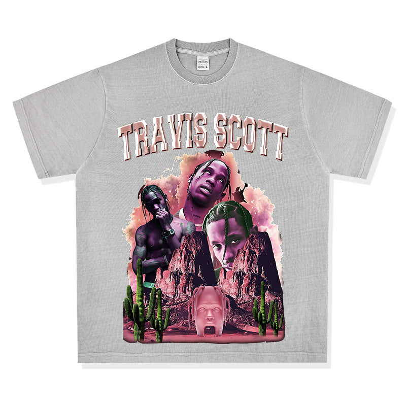 Cool t rapper travis scott print short sleeve t-shirt