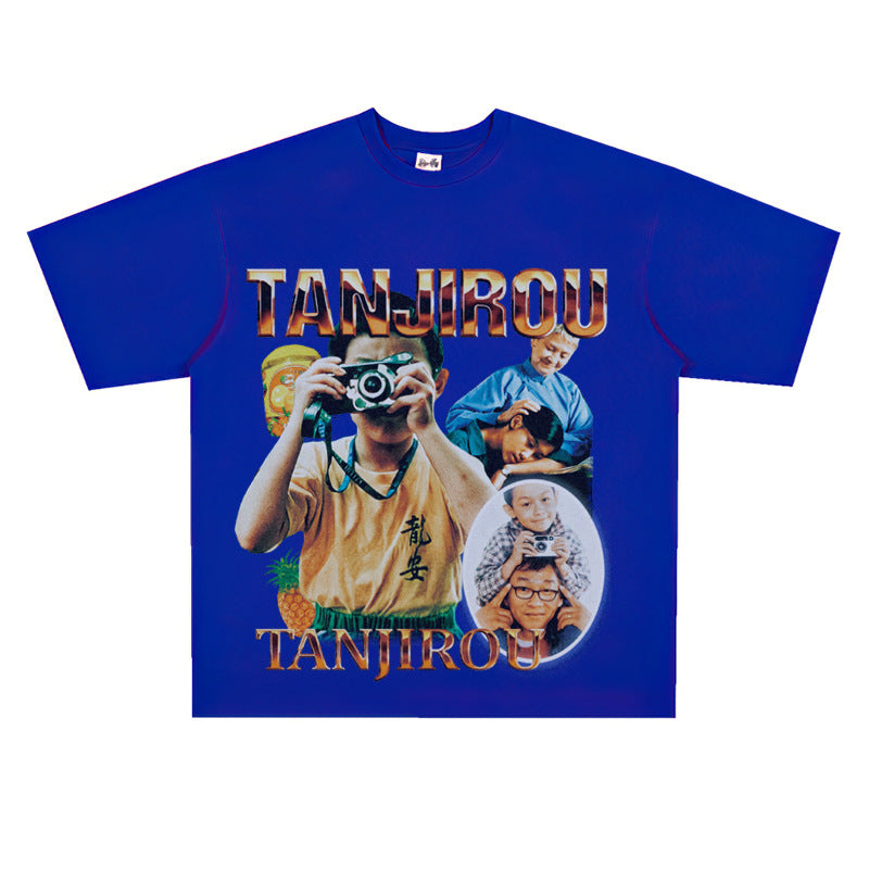 Film Star T Shirt American Retro Street Cotton T-shirt Men and Women