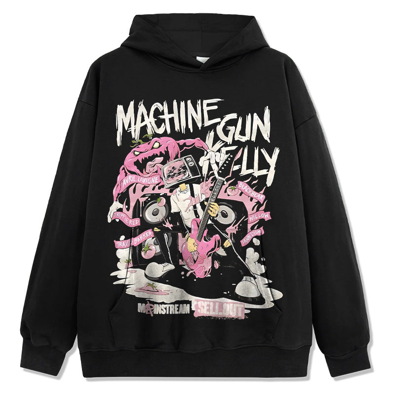 Marcas streetwear usa vintage hip hop mgk print crew neck sweater